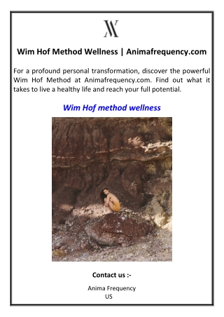 Wim Hof Method Wellness | Animafrequency.com