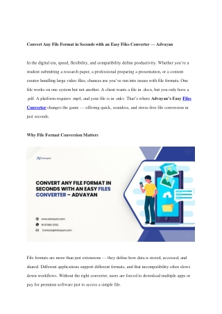 Convert Any File Format in Seconds with an Easy Files Converter — Advayan