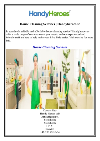 House Cleaning Services  Handyheroes.se