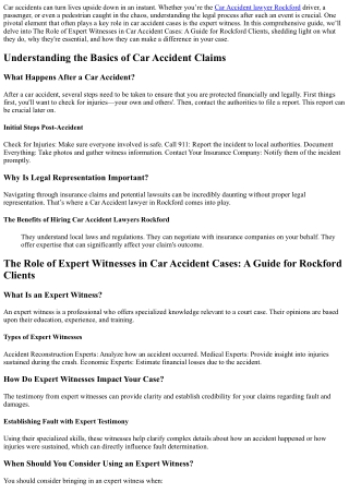 The Role of Expert Witnesses in Car Accident Cases: A Guide for Rockford Clients