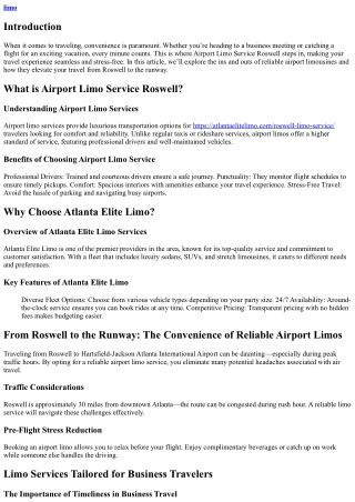 From Roswell to the Runway: The Convenience of Reliable Airport Limos