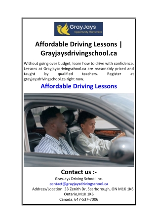 Affordable Driving Lessons  Grayjaysdrivingschool.ca