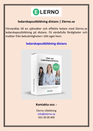ledarskapsutbildning distans  Elerno.se