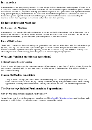 One-armed Bandit Superstitions: Do They Really Matter?