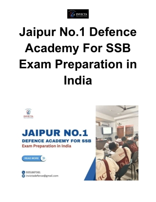 Jaipur No.1 Defence Academy For SSB Exam Preparation in India