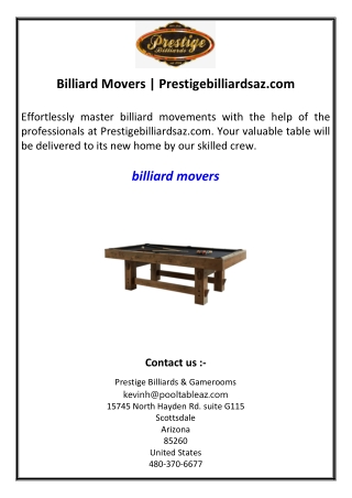 Billiard Movers | Prestigebilliardsaz.com