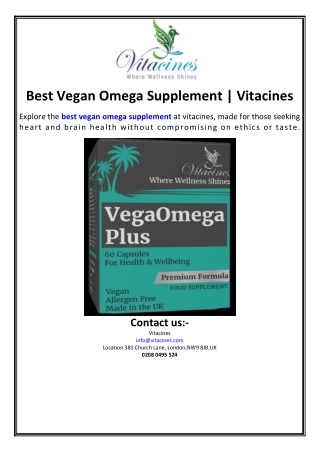 Best Vegan Omega Supplement | Vitacines