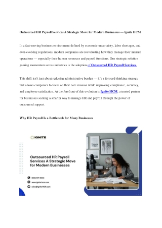 Outsourced HR Payroll Services A Strategic Move for Modern Businesses Ignite HCM