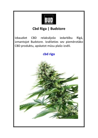 Cbd Riga  Budstore