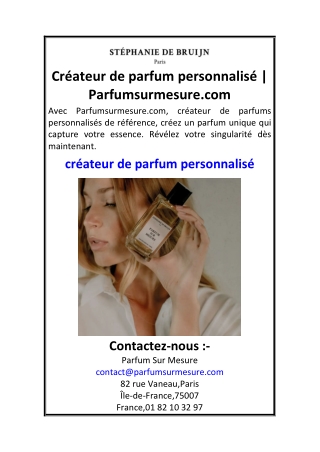 Créateur de parfum personnalisé  Parfumsurmesure.com