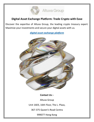 Digital Asset Exchange Platform Trade Crypto with Ease