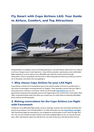 Fly Smart with Copa Airlines LAX Your Guide to Airfare, Comfort, and Top Attractions