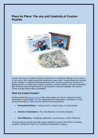 The Joy and Creativity of Custom Puzzles