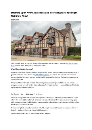 Stratford-upon-Avon  Attractions and Interesting Facts You Might Not Know About