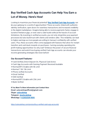 Best Places To Buy  Verified Cash App Accounts New in Online