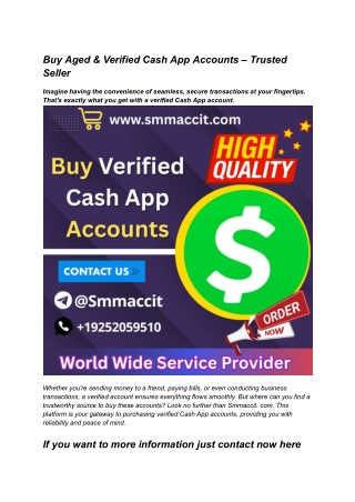 Buy Aged & Verified Cash App Accounts – Trusted Seller
