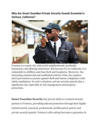 Why Are Smart Guardian Private Security Guards Essential in Ventura, California
