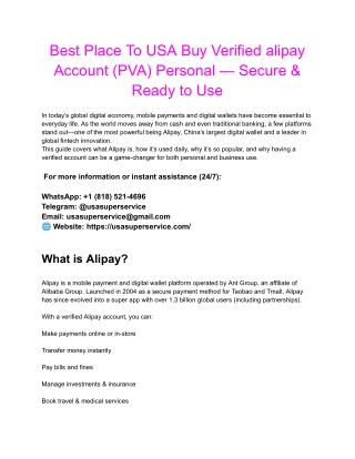 Best Place To USA Buy Verified alipay Account (PVA) Personal — Secure & Ready to Use