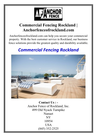 Commercial Fencing Rockland | Anchorfenceofrockland.com