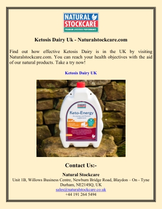 Ketosis Dairy Uk - Naturalstockcare.com