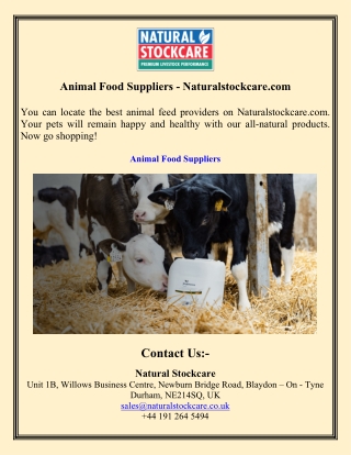 Animal Food Suppliers - Naturalstockcare.com