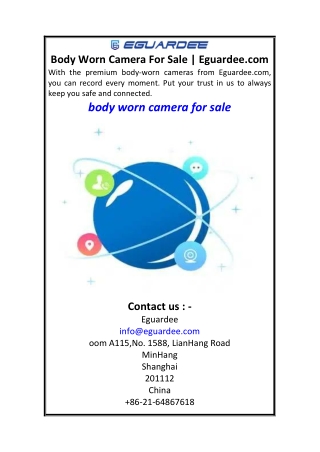 Body Worn Camera For Sale  Eguardee.com