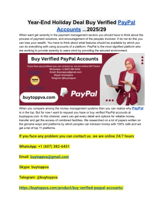 Year-End Holiday Deal Buy Verified PayPal Accounts