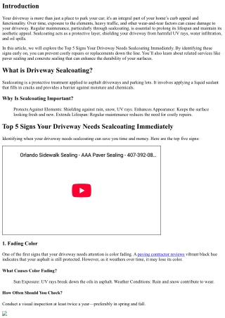 Top 5 Signs Your Driveway Needs Sealcoating Immediately