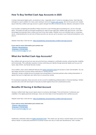 How To Buy Verified Cash App Accounts in 2025 PvaSellsShop