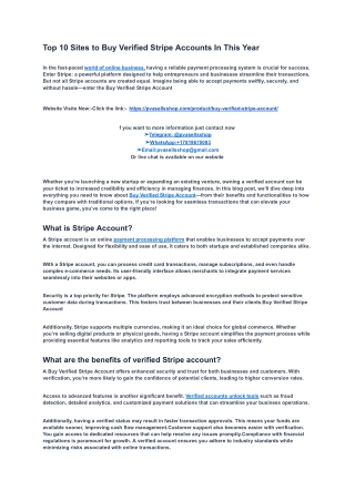 Top 10 Sites to Buy Verified Stripe Accounts In This Year PvaSellsShop