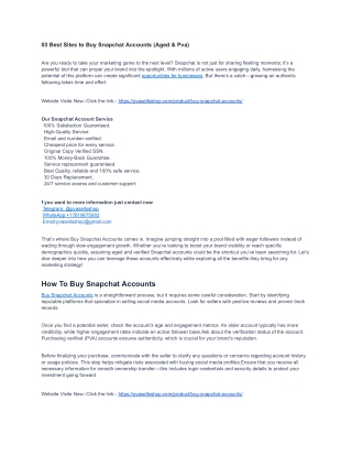 03 Best Sites to Buy Snapchat Accounts (Aged & Pva) PvaSellsShop