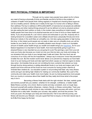 WHY PHYSICAL FITNESS IS IMPORTANT - Google Docs