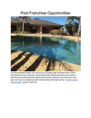 Pool Franchise Opportunities