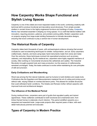 How Carpentry Works Shape Functional and Stylish Living Spaces