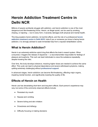 Heroin Addiction Treatment Centre in Delhi NCR - Athena Luxus