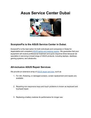 Asus Service Center Dubai