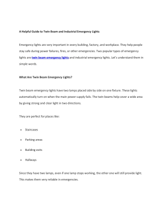 A Helpful Guide to Twin Beam and Industrial Emergency Lights