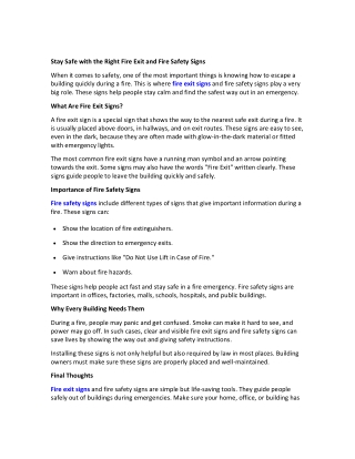 Stay Safe with the Right Fire Exit and Fire Safety Signs