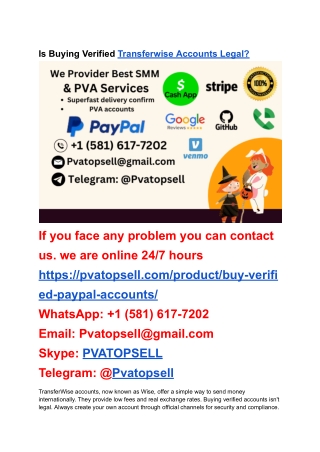 Is Buying Verified Transferwise Accounts Legal