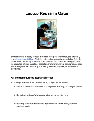 Laptop Repair in Qatar