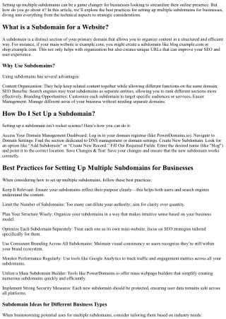 Best Practices for Setting Up Multiple Subdomains for Businesses