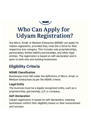 Udyam Registration Eligibility
