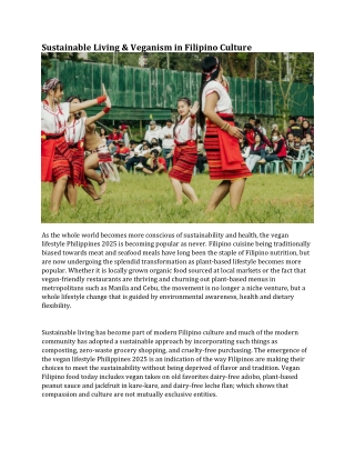 Sustainable Living & Veganism in Filipino Culture