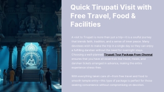 Quick Tirupati Visit with Free Travel, Food & Facilities