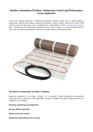 Danfoss Automation Products: Enhancing Control and Performance Across Industries