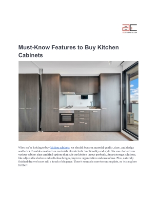 Must-Know Features to Buy Kitchen Cabinets