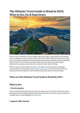 The Ultimate Travel Guide to Brazil in 2025 What to See, Do & Experience