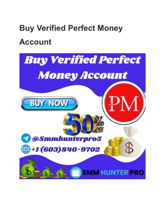 Buy Verified Perfect Money Account