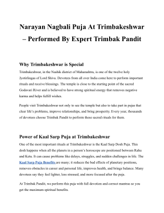 Narayan Nagbali Puja At Trimbakeshwar – Performed By Expert Trimbak Pandit