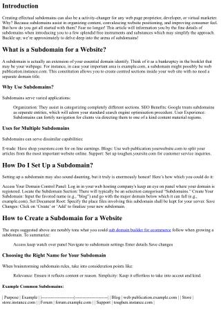 Free Tools and Resources for Creating Effective Subdomains